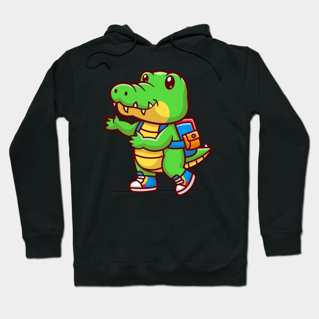 Cute Crocodile Back To School Cartoon Hoodie by Catalyst Labs